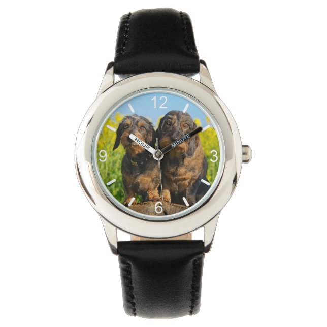 Two Cute Dachshunds Dogs Dackel Friends dial-plate Watch (Front)