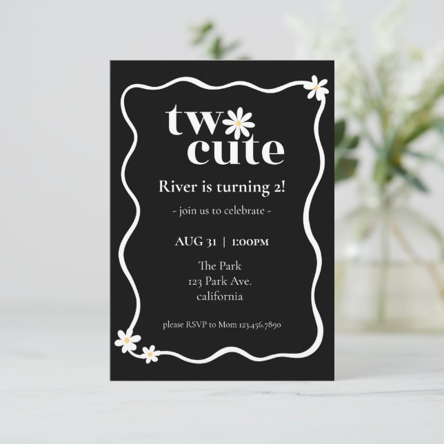 Two Cute Daisy Birthday Invitation (Standing Front)