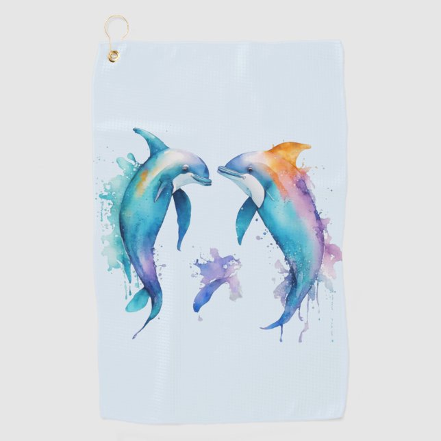 Two cute dolphins golf towel (Front)