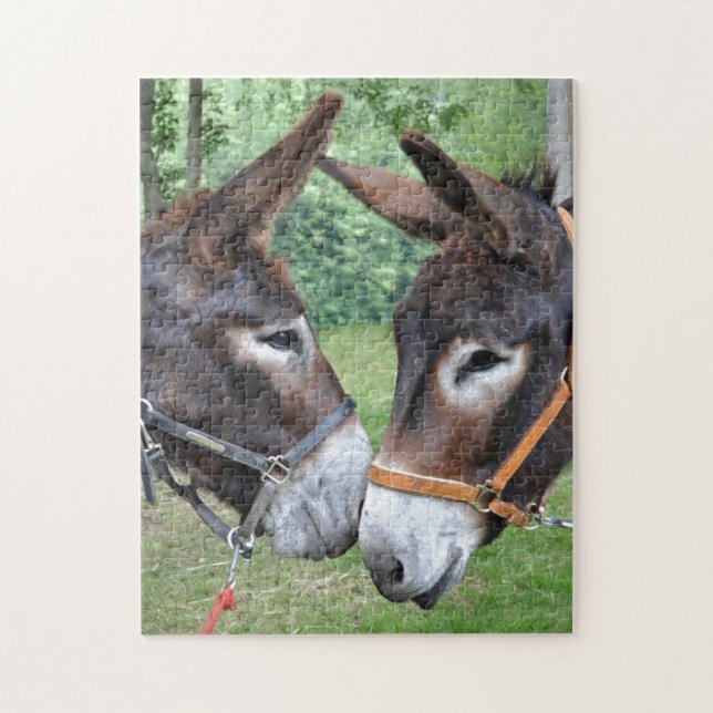 Two cute donkeys jigsaw puzzle (Vertical)