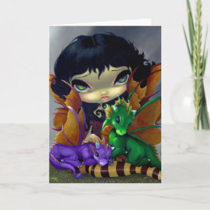 "Two Cute Dragonlings" Greeting Card