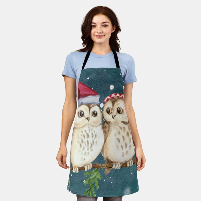 Two cute drawn Owls Apron (Worn)