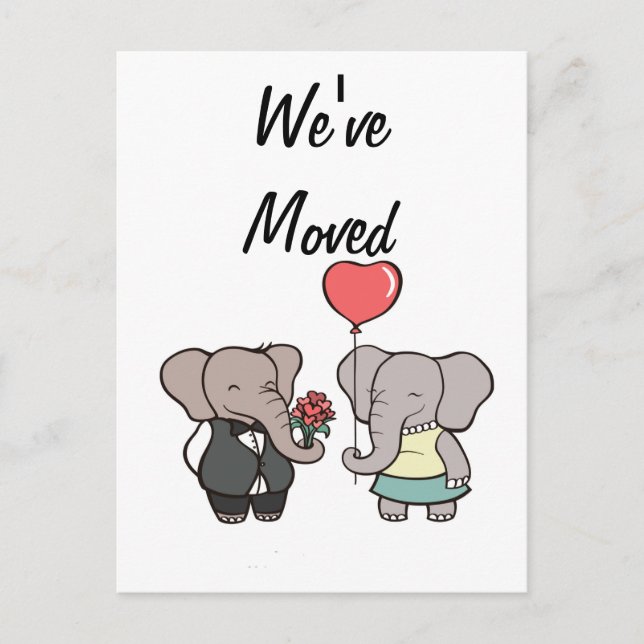 Two Cute elephant change of address card (Front)