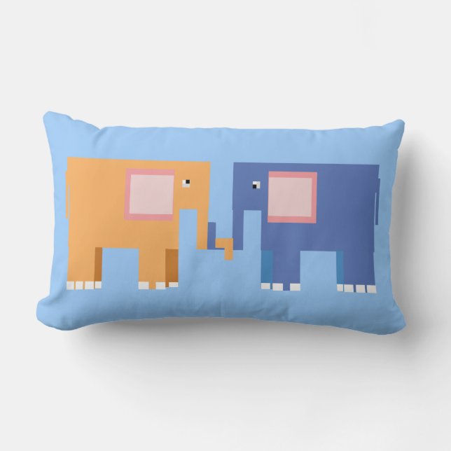 Two cute elephants lumbar pillow (Front)