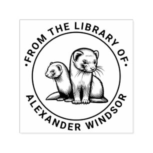 Two Cute Ferrets Library Book Name Self-inking Stamp