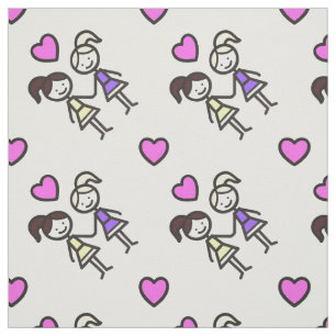 Two Cute Gay Lesbian Girls With Heart Pattern Fabric