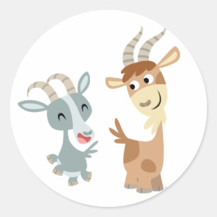Two Cute Happy Cartoon Goats Sticker