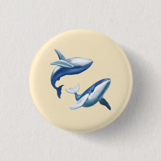 Two Cute Humpback Whales Jumping and Swimming 1 Inch Round Button