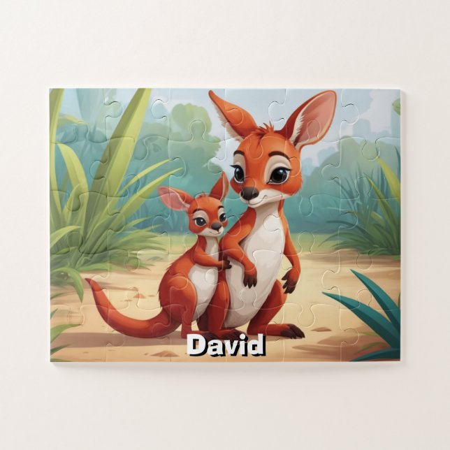 Two cute Kangaroos Personalized  Jigsaw Puzzle (Horizontal)