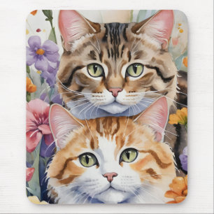 Two cute kitten faces mouse pad