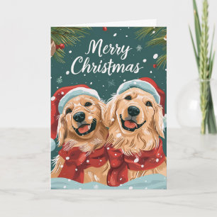 Two cute Labrador Merry Christmas Personalized Holiday Card