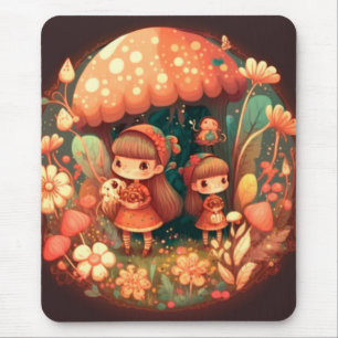 Two cute little elves under mushrooms Clipboard Mouse Pad