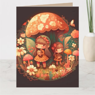 Two cute little girls elves card