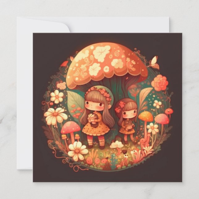 Two cute little girls elves  invitation (Front)