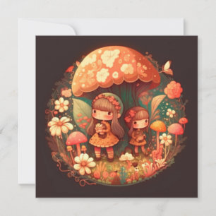 Two cute little girls elves  invitation