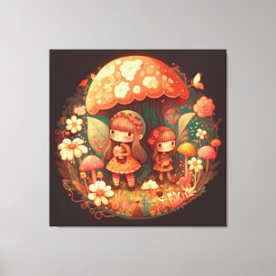 Two cute little girls elves Stretched Canvas Print