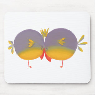 Two Cute Love Birds Valentine Mouse Pad