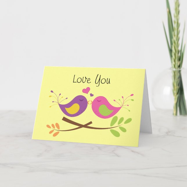 Two Cute Lovebirds Valentine's Day Holiday Card (Front)