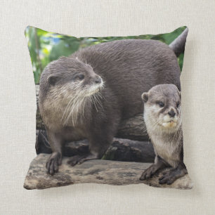 Two Cute Otters   Otter Throw Pillow