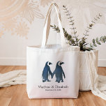 Two Cute Penguins | Romantic Wedding Tote Bag<br><div class="desc">This design features two cute penguins holding hands and standing beside each other.</div>
