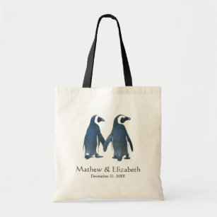 Two Cute Penguins   Romantic Wedding Tote Bag
