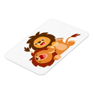 Two Cute Playful Cartoon Lions Flexible Magnet