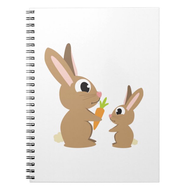 Two Cute Rabbits sharing a Carrot Notebook (Front)