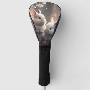 Two cute rabbits with sakura Golf Head Cover
