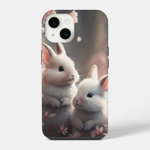 Two cute rabbits with sakura iPhone 14 case