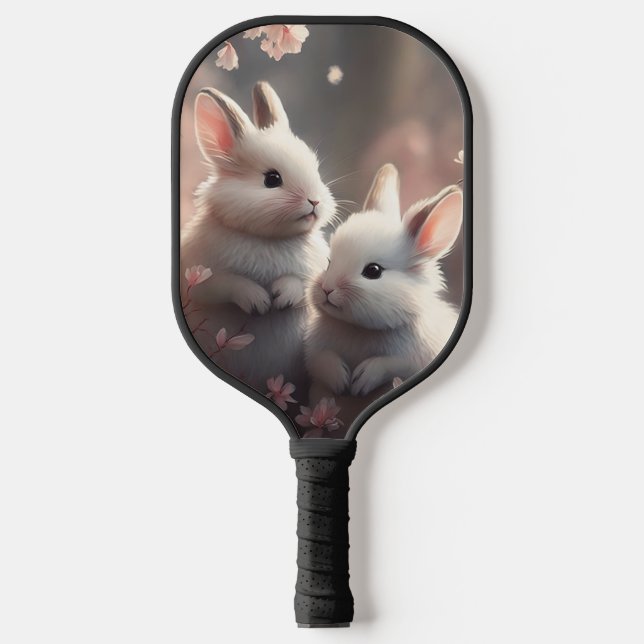 Two cute rabbits with sakura Pickleball Paddle (Front)