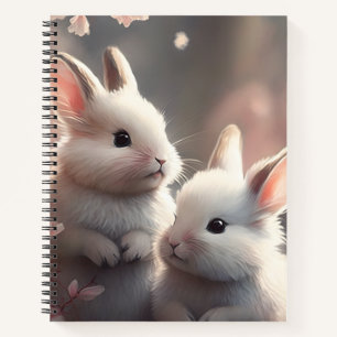 Two cute rabbits with sakura Spiral Notebook