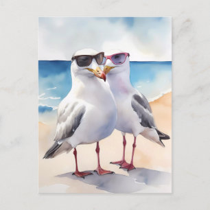 Two Cute Seagulls Inlove Postcard