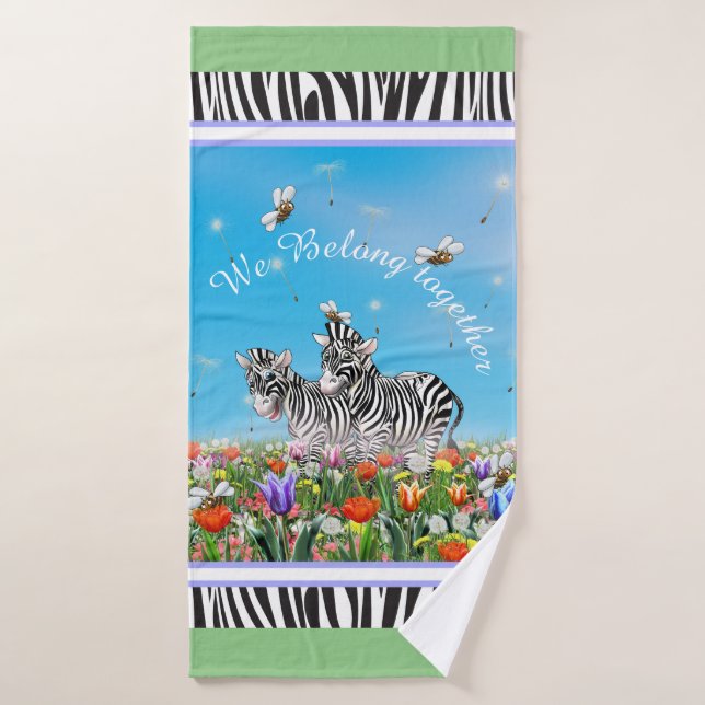 Two cute zebras walking together Summer Bath Towel (Bath Towel)