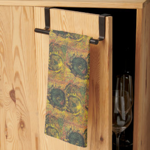 Two cutted sunflowers by Vincent van Gogh Kitchen Towel