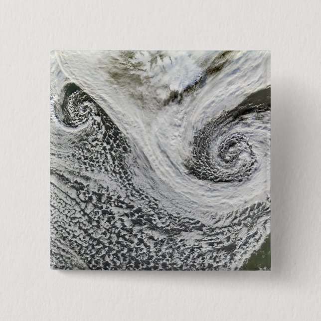 Two cyclones formed in tandem south of Iceland 2 Inch Square Button (Front)