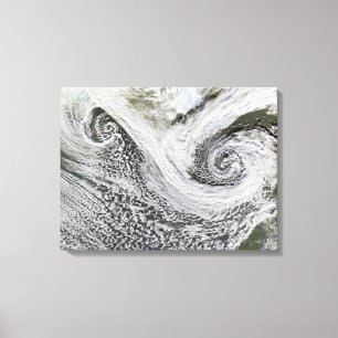 Two cyclones formed in tandem south of Iceland Canvas Print