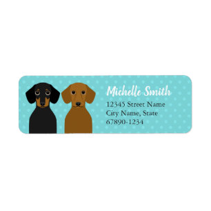 Two Dachshund Dogs Blue Return Address Label