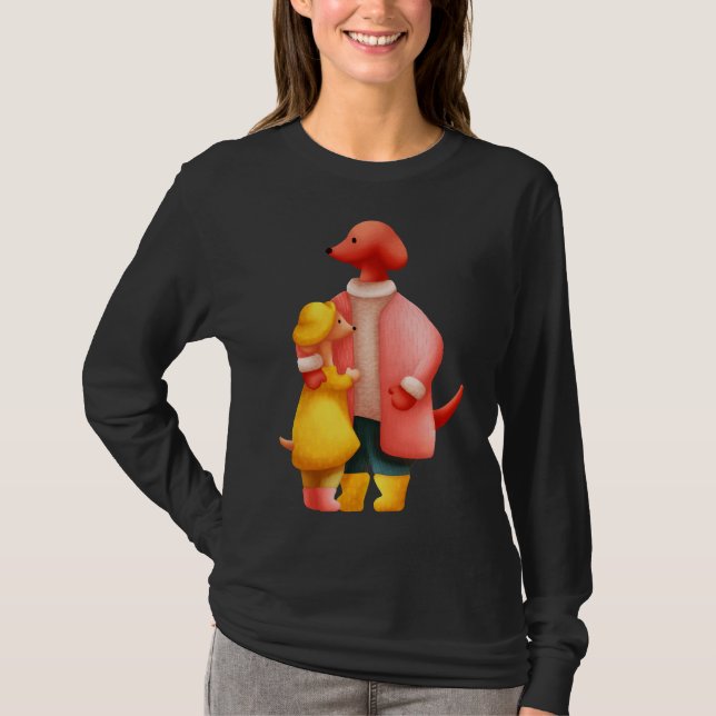 Two Dachshunds Hugging T-Shirt (Front)