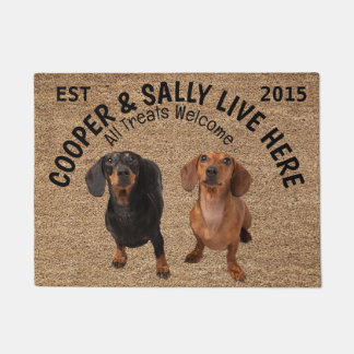 Two Dachshunds Personalized Dog Lover   Doormat