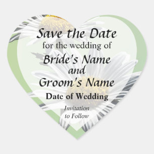 Two Daisies in Sunshine Save the Date Heart Sticker