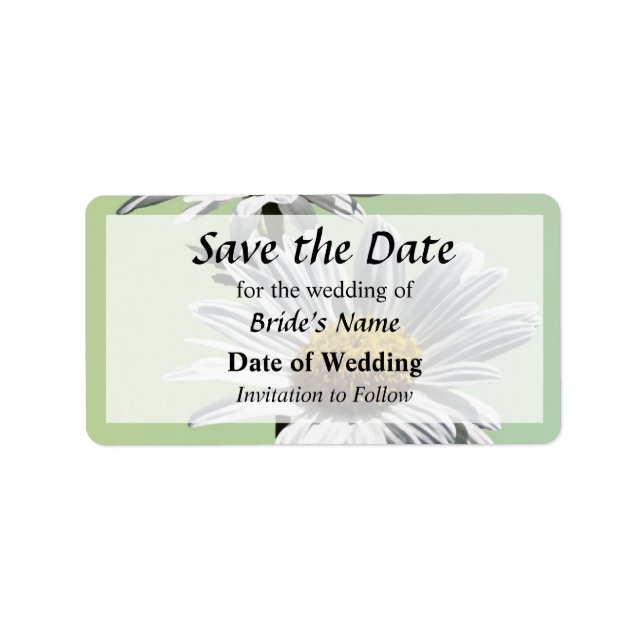 Two Daisies in Sunshine Save the Date Label (Front)
