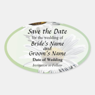 Two Daisies in Sunshine Save the Date Oval Sticker