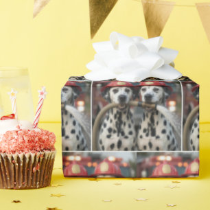 Two Dalmatian Dogs Holding a Fireman Hose Wrapping Paper