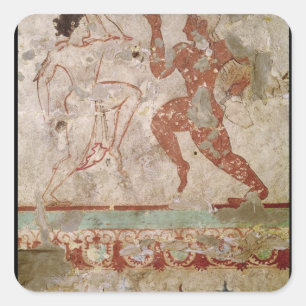 Two Dancers and Dolphins Square Sticker