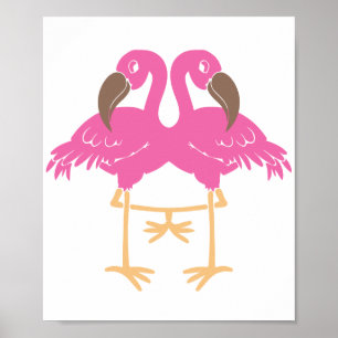 Two dancing flamingos poster