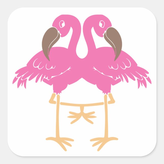 Two dancing flamingos square sticker (Front)