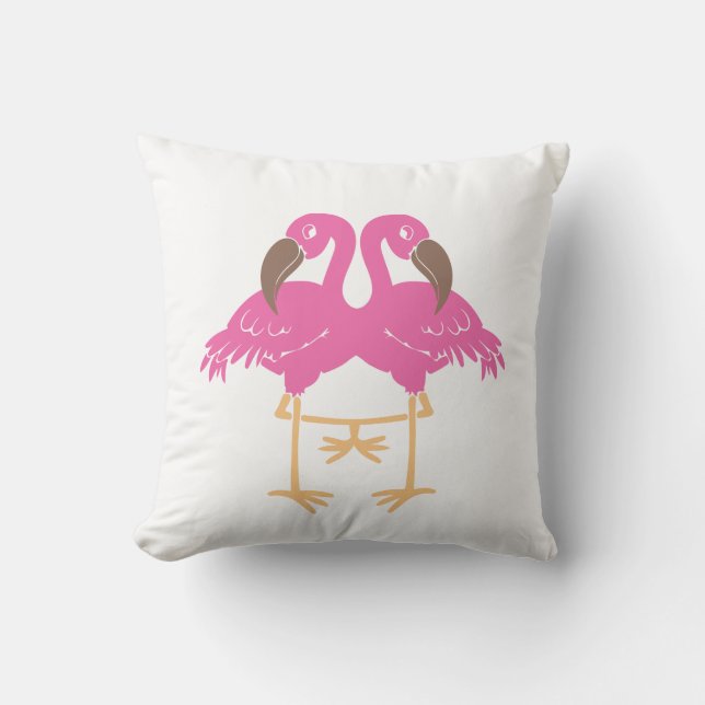 Two dancing flamingos throw pillow (Front)