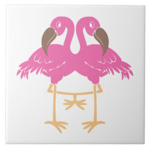 Two dancing flamingos tile