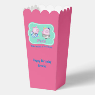 Two Dancing Pigs Custom Happy Birthday Popcorn Favor Box