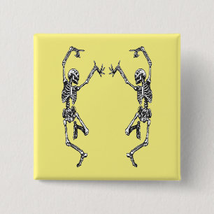 Two Dancing Skeletons Halloween Button